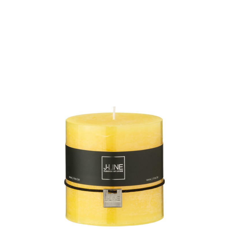 Bougie cylindrique 64h en paraffine jaune 10x10x10 cm