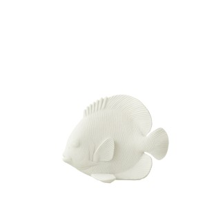 Poisson plat en polyrésine blanc 20x9.5x16 cm