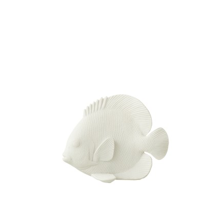 Peixe achatado em poliresina branca 20x9,5x16 cm