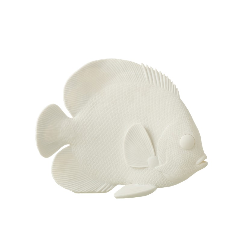 Poisson plat en polyrésine blanc 29x12x23 cm Poisson plat en polyrésine blanc 29x12x23 cm