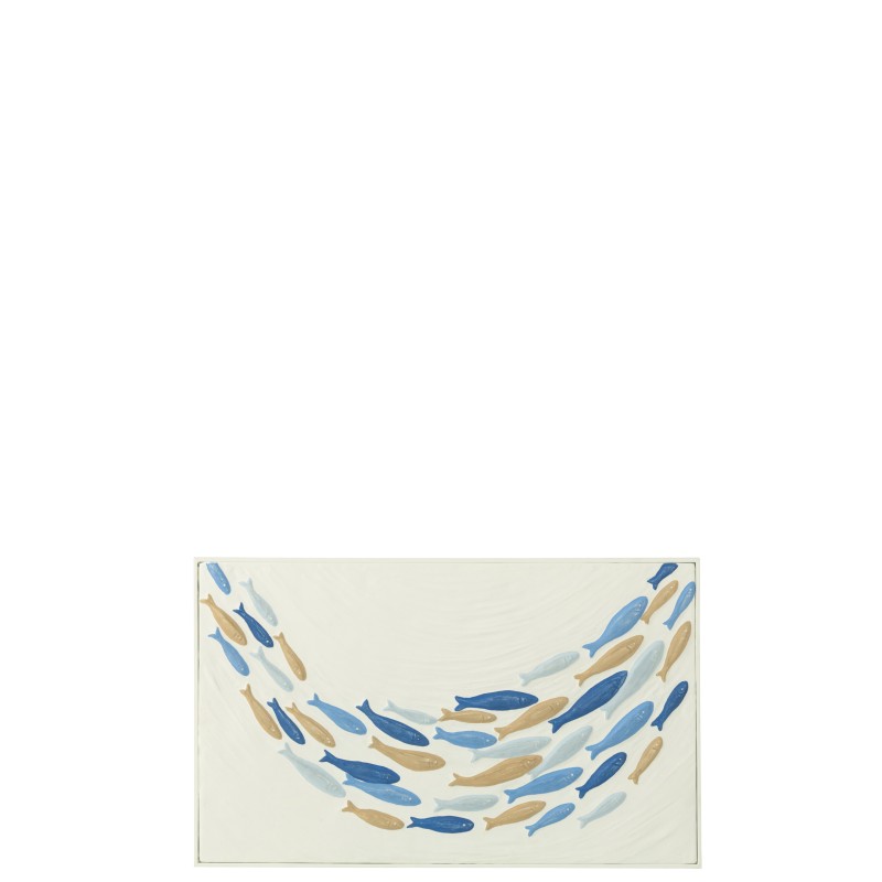 Décoration murale banc de poisson en métal blanc 60.8x3x36.8 cm Décoration murale banc de poisson en métal blanc 60.8x3x36.8 cm