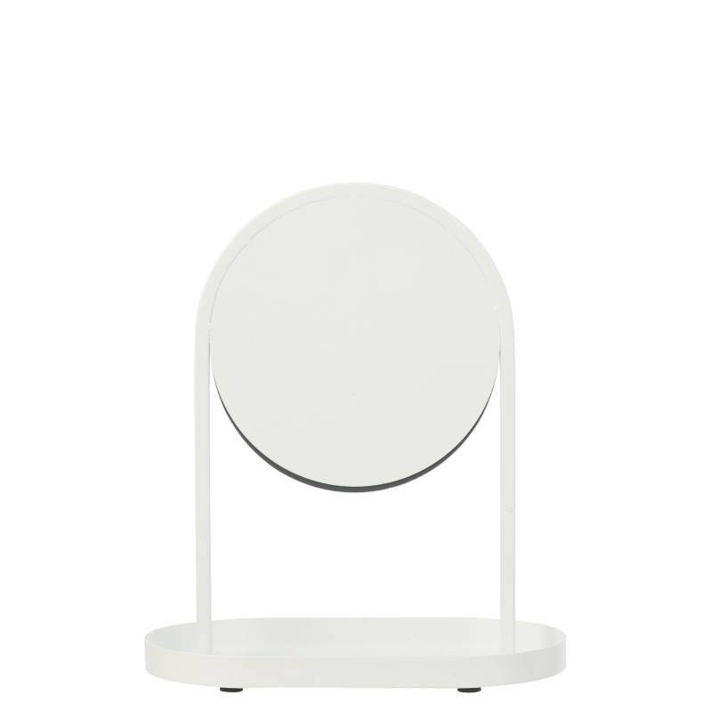 Miroir de table avec tablette en métal blanc 28x16x32 cm