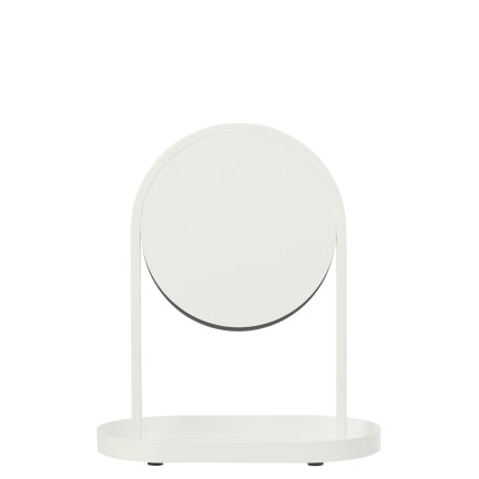 Miroir de table avec tablette en métal blanc 28x16x32 cm