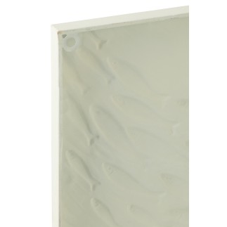 Decorazione murale banco di pesci in metallo bianco 60,8x3x36,8 cm
