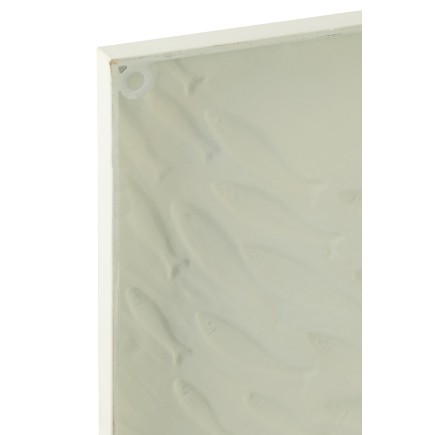 Decorazione murale banco di pesci in metallo bianco 60,8x3x36,8 cm