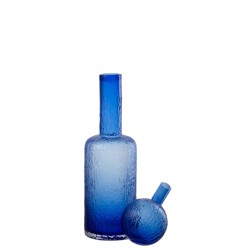 Botella decorativa de cristal azul 12,5 x 12,5 x 49,5 cm Botella decorativa de cristal azul 12,5 x 12,5 x 49,5 cm