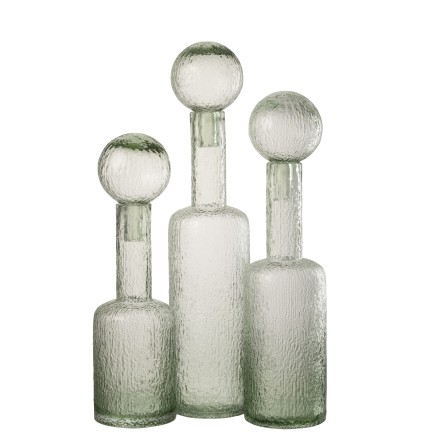 Botella decorativa de vidrio verde 12,5 x 12,5 x 56 cm