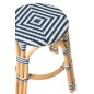 Tabouret bistro en rotin blanc et bleu 50x50x46 cm Tabouret bistro en rotin blanc et bleu 50x50x46 cm