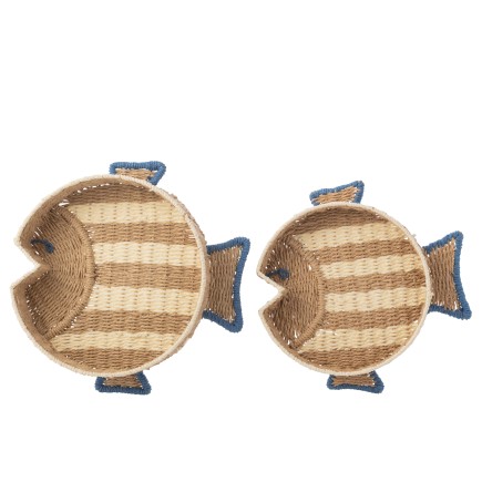 Set de 2 plateau décoratif rond en sisal beige 42x43x8 cm