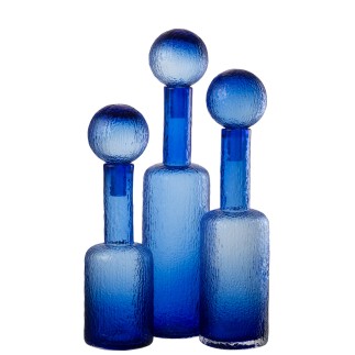 Botella decorativa de cristal azul 12,5 x 12,5 x 56 cm