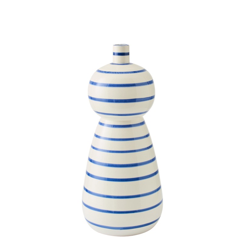 Jarrón de cerámica blanco y azul 17 x 17 x 50 cm Jarrón de cerámica blanco y azul 17 x 17 x 50 cm