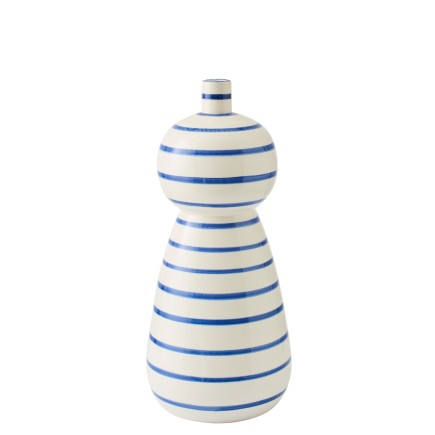 Vase en céramique blanc et bleu 17x17x50 cm