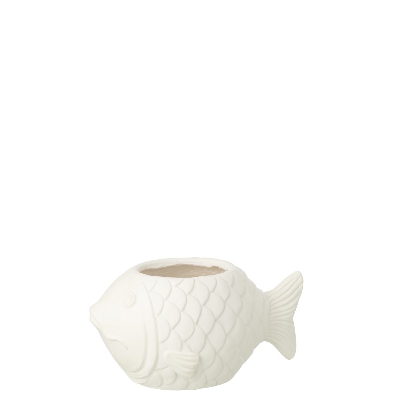Macetero Pez de poliresina blanco 35,5 x 22 x 18,5 cm Macetero Pez de poliresina blanco 35,5 x 22 x 18,5 cm