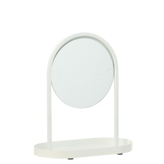 Miroir de table avec tablette en métal blanc 28x16x32 cm