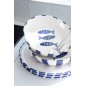 Plat rond poisson en céramique bleu 25x25x6 cm Plat rond poisson en céramique bleu 25x25x6 cm