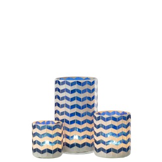 Castiçal em vidro azul 10x10x18 cm