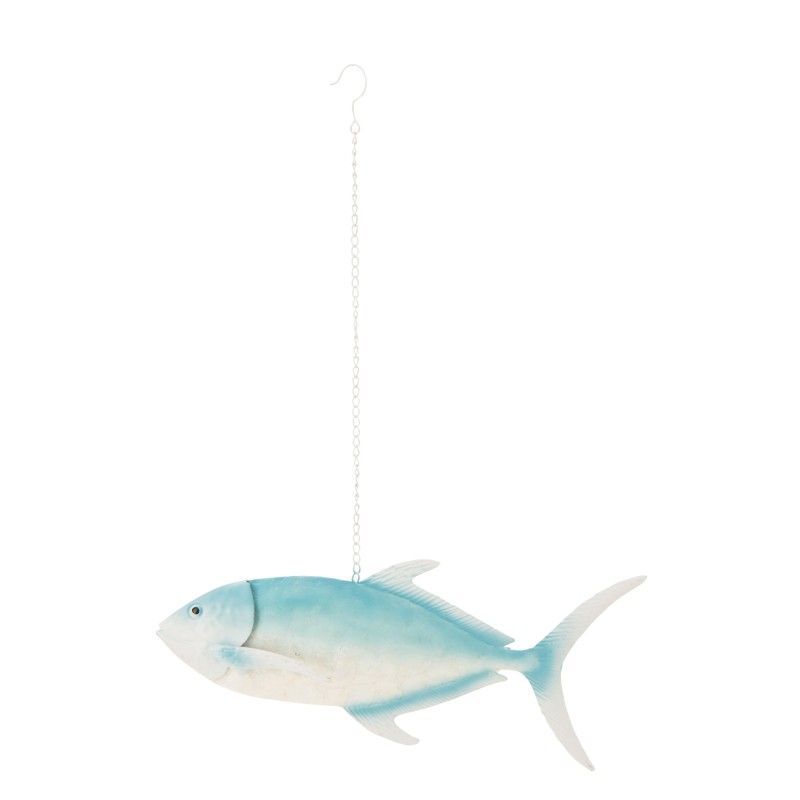 Pesce lungo sospeso in metallo blu chiaro 59,7x8,9x86,3 cm