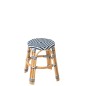 Tabouret bistro en rotin blanc et bleu 50x50x46 cm Tabouret bistro en rotin blanc et bleu 50x50x46 cm