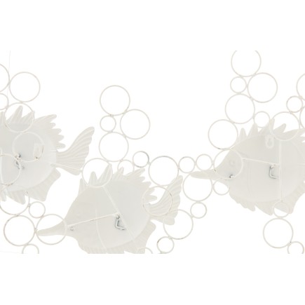 Decoração de parede 3 peixes em metal azul claro 78x5x41,9 cm