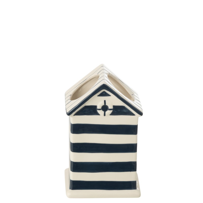 Cache-pot cabane plage en porcelaine bleu 12.5x10x20.5 cm Cache-pot cabane plage en porcelaine bleu 12.5x10x20.5 cm