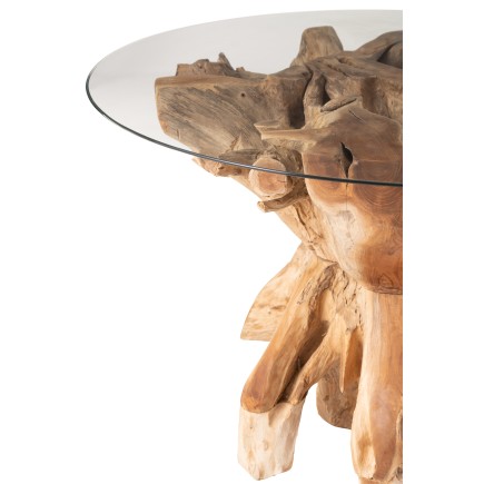 Table à manger en bois de teck beige 140x140x75 cm