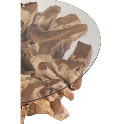 Table basse en bois de teck beige 90x90x45 cm