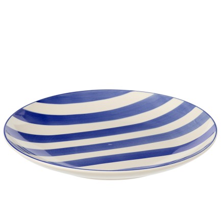 Assiette plate en céramique blanc et bleu 26x26x3 cm