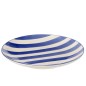 Prato plano em cerâmica branco e azul 26x26x3 cm Prato plano em cerâmica branco e azul 26x26x3 cm