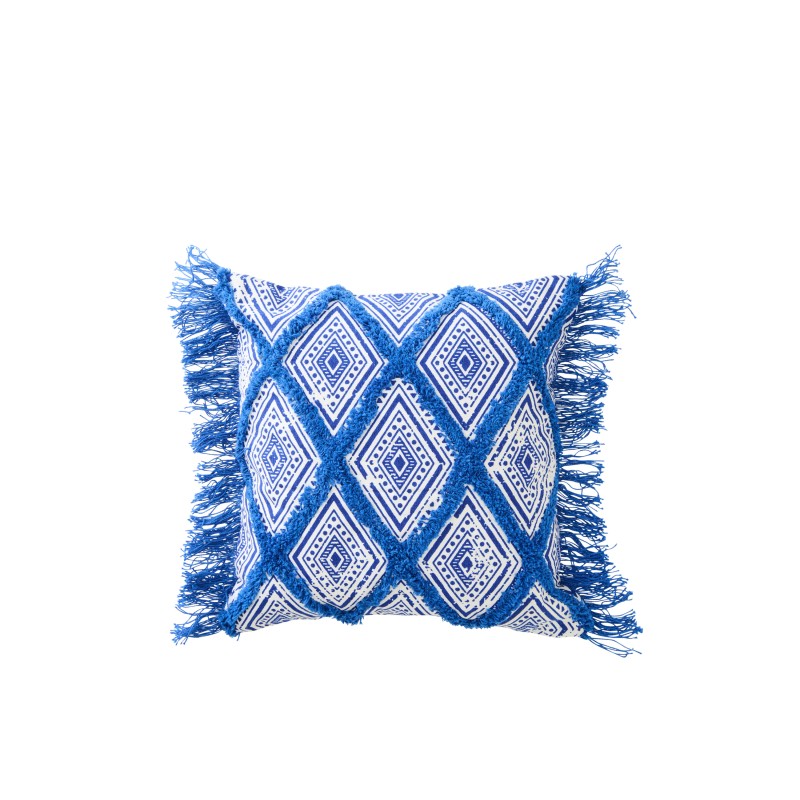Cojín cuadrado con motivos orientales de algodón azul 45 x 45 x 15 cm Cojín cuadrado con motivos orientales de algodón azul 45 x 45 x 15 cm
