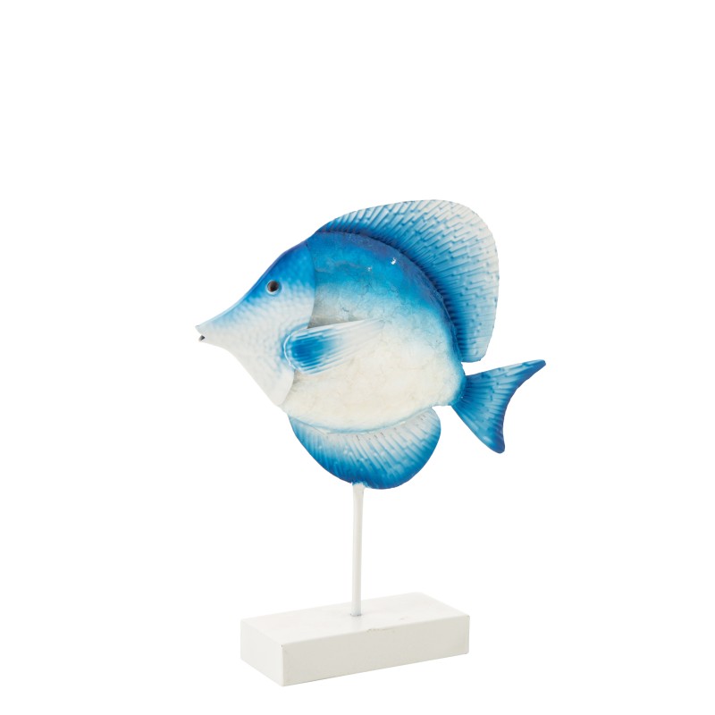 Poisson sur socle en métal bleu 38.7x7.6x95.2 cm Poisson sur socle en métal bleu 38.7x7.6x95.2 cm