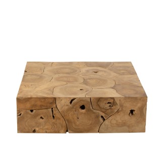 Table basse en bois de teck beige 100x100x30 cm