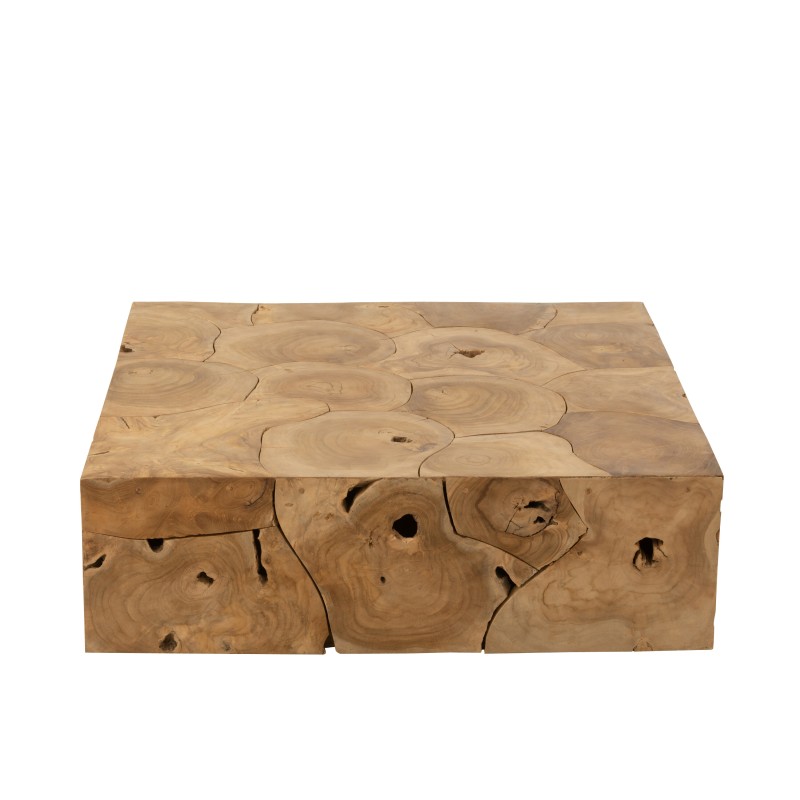 Tavolino in legno di teak beige 100x100x30 cm