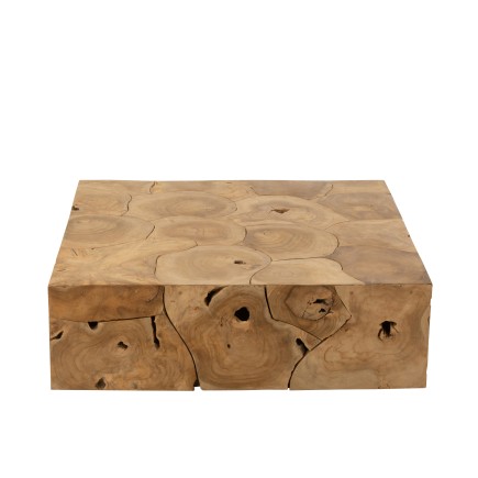 Table basse en bois de teck beige 100x100x30 cm