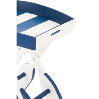 Mesa auxiliar barco de madera blanca y azul 64 x 41,2 x 73,5 cm