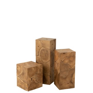 Base de madera de teca beige 35 x 35 x 100 cm