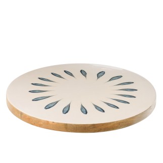 Vassoio girevole in legno di mango bianco e blu 45,5x45,5x5 cm