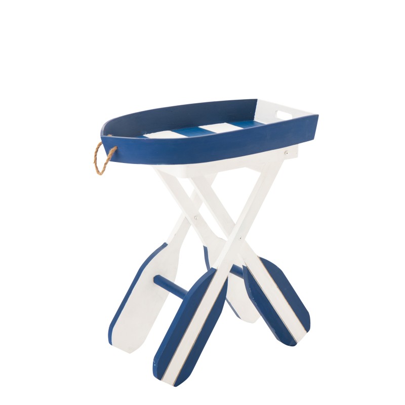 Mesa auxiliar em madeira branca e azul 64x41,2x73,5 cm Mesa auxiliar em madeira branca e azul 64x41,2x73,5 cm