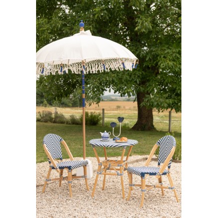 Parasol en bois et coton beige 180x180x260 cm