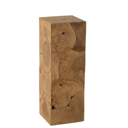 Socle en bois de teck beige 35x35x100 cm
