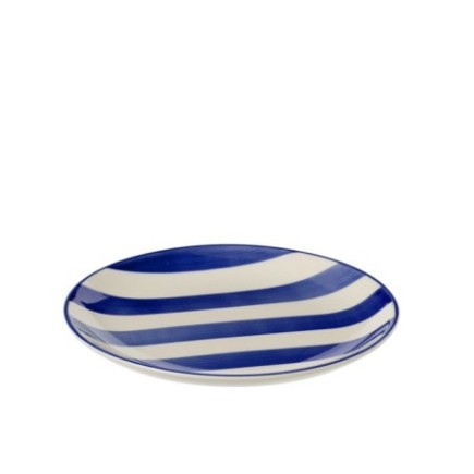 Assiette à dessert en céramique blanc et bleu 19.7x19.7x2.3 cm