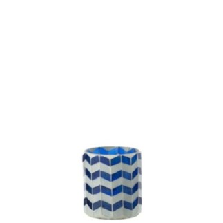 Portacandela in vetro blu 7x7x8 cm