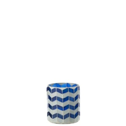 Portacandela in vetro blu 7x7x8 cm