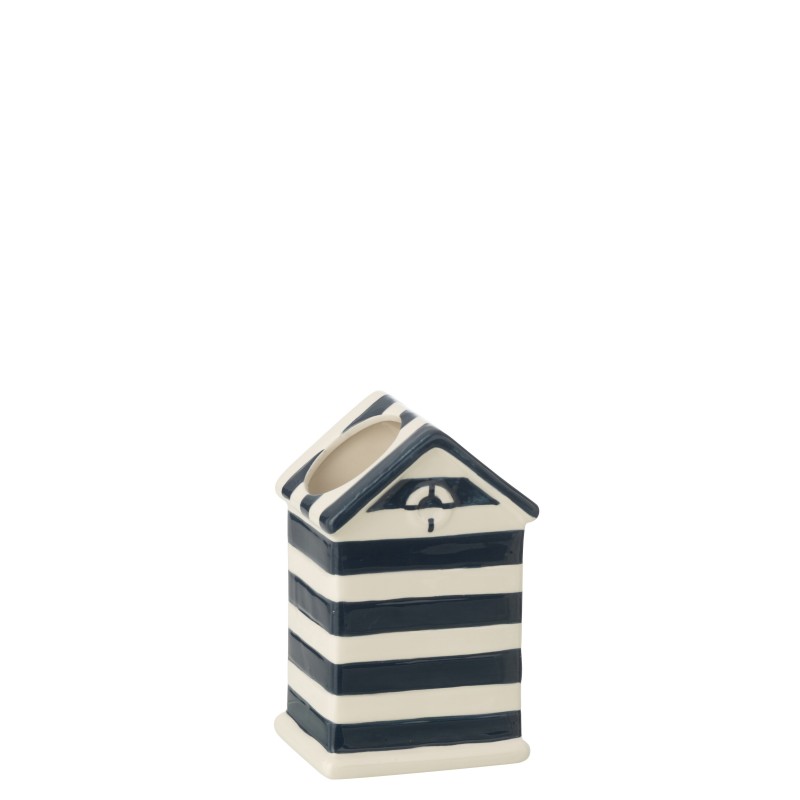Cache-pot cabane plage en porcelaine bleu 9.5x8x15.5 cm Cache-pot cabane plage en porcelaine bleu 9.5x8x15.5 cm