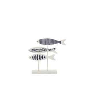 Pesci su base in legno blu 29x7x28 cm
