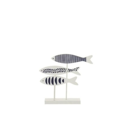 Pesci su base in legno blu 29x7x28 cm