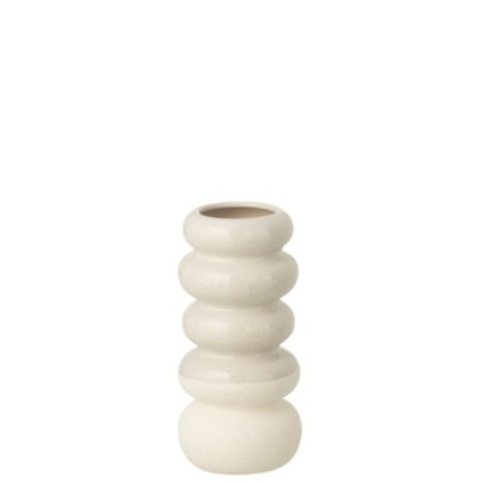 Vaso con anelli in porcellana bianco sporco 10,5x10,5x23,5 cm