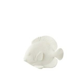 Poisson plat en polyrésine blanc 20x9.5x16 cm
