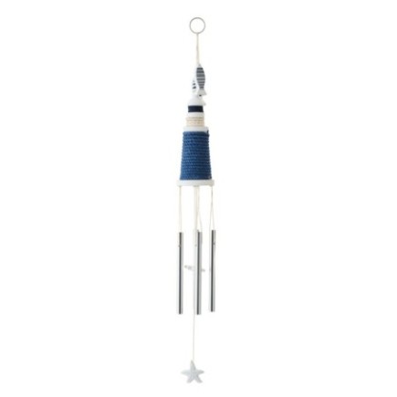 Carillon faro in legno e corda blu 6x6x60 cm