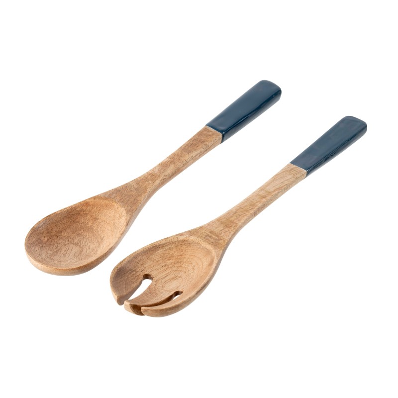 Cubiertos para ensalada de madera de mango azul 33 x 7 x 2 cm Cubiertos para ensalada de madera de mango azul 33 x 7 x 2 cm
