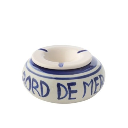 Cendrier bord de mer en céramique bleu 14x14x7 cm